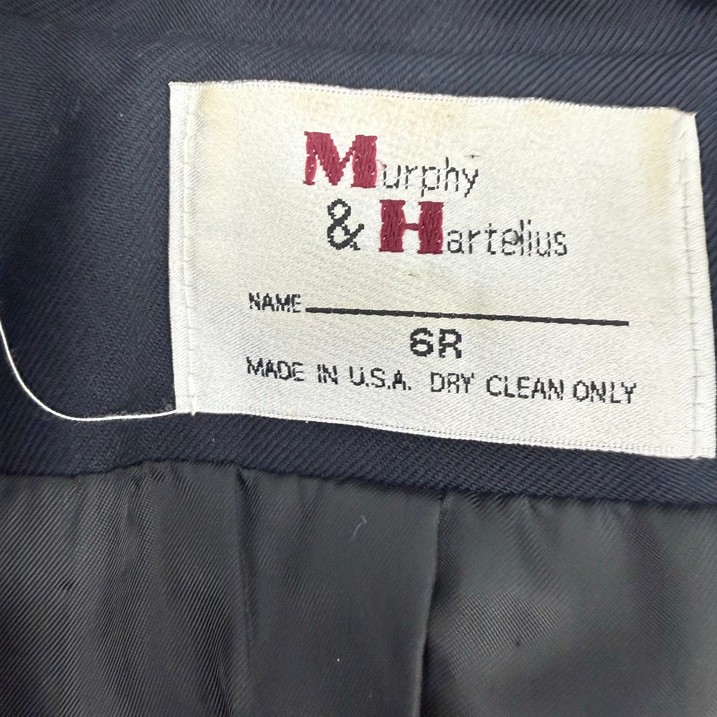 Vintage 80s Murphy and Hartelius Navy Skirt Suit Set 6R 8A Career Office USA