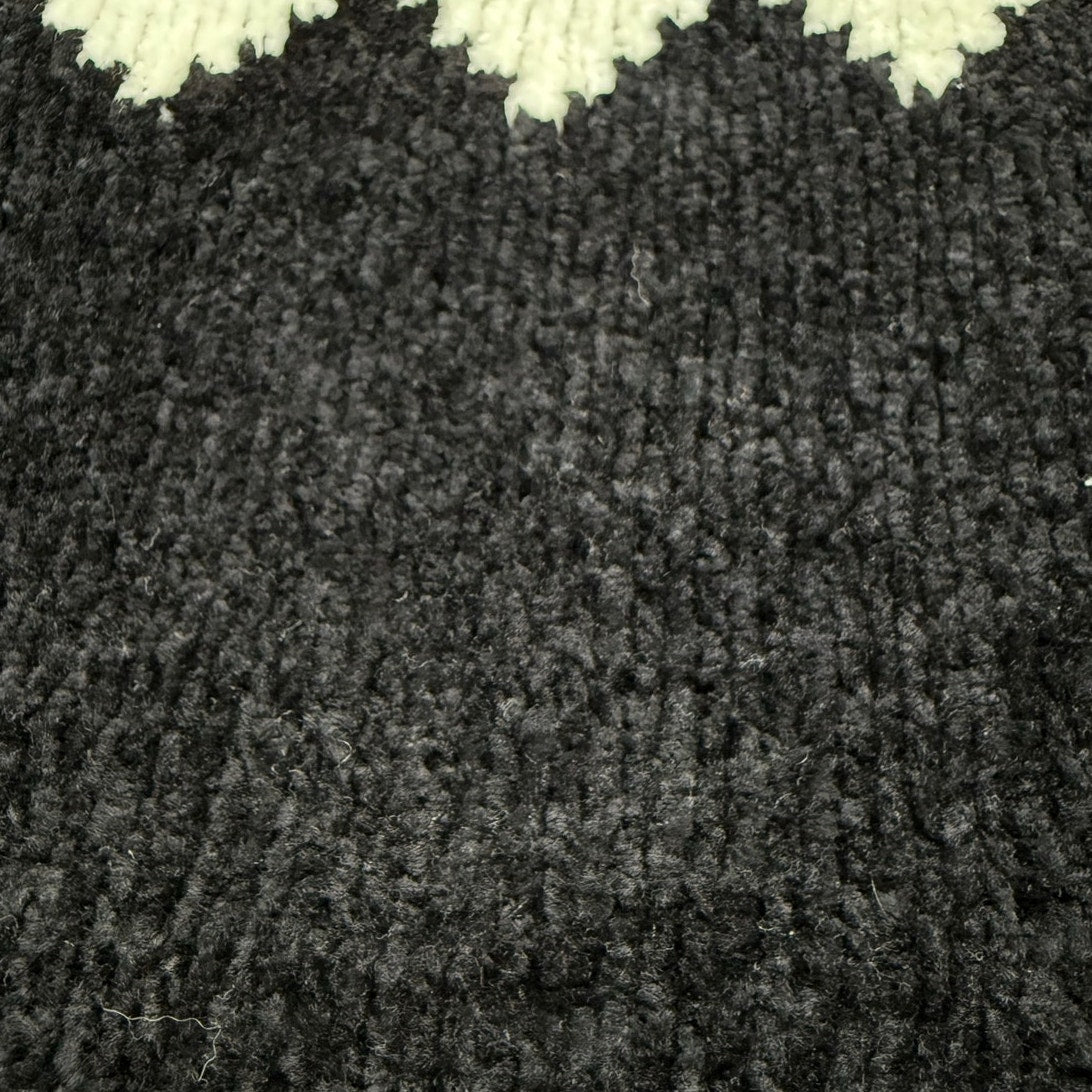 Vintage 80s Susina Argyle Cardigan Sweater Womens Med Black White Chunky Knit