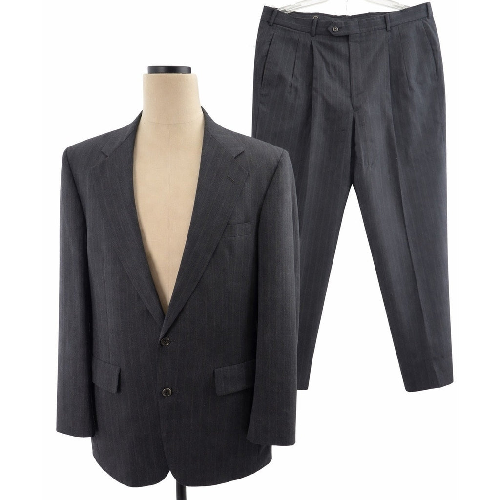 Vintage 90s Gray Wool Pinstripe Suit Men's Large 44R 38x30 USA Palm Beach