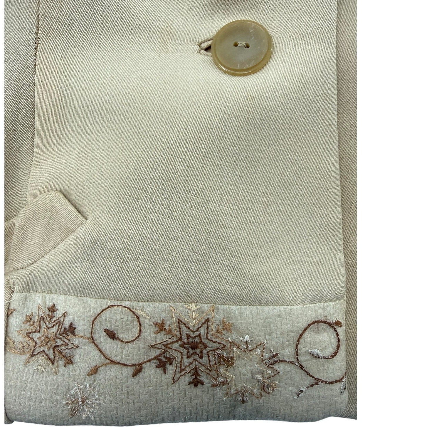 Vintage 40s Beige Wool Blazer Jacket Embroidered Detail Women's XS