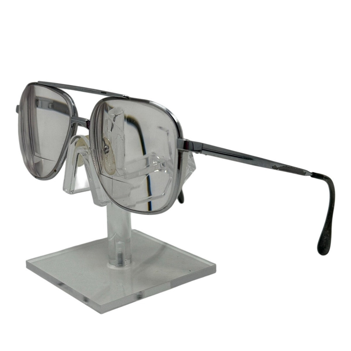 Vintage 80s Men's Frames Aviator Eyeglass Frames Gray Silver Metal 57-15