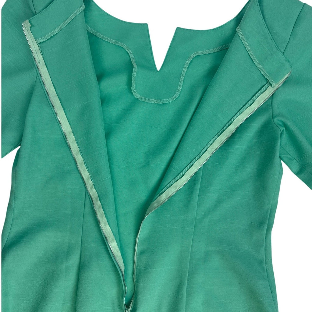 Vintage 1980s Mint Green Shantung A-Line Midi Dress Womens Small