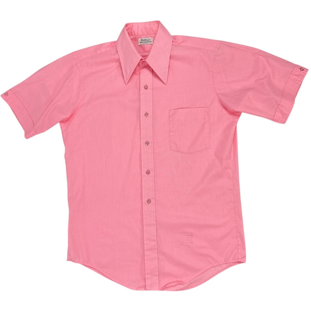 Vintage 70s Nudelmans Mens Large Pink Point Collar Shirt Size 42