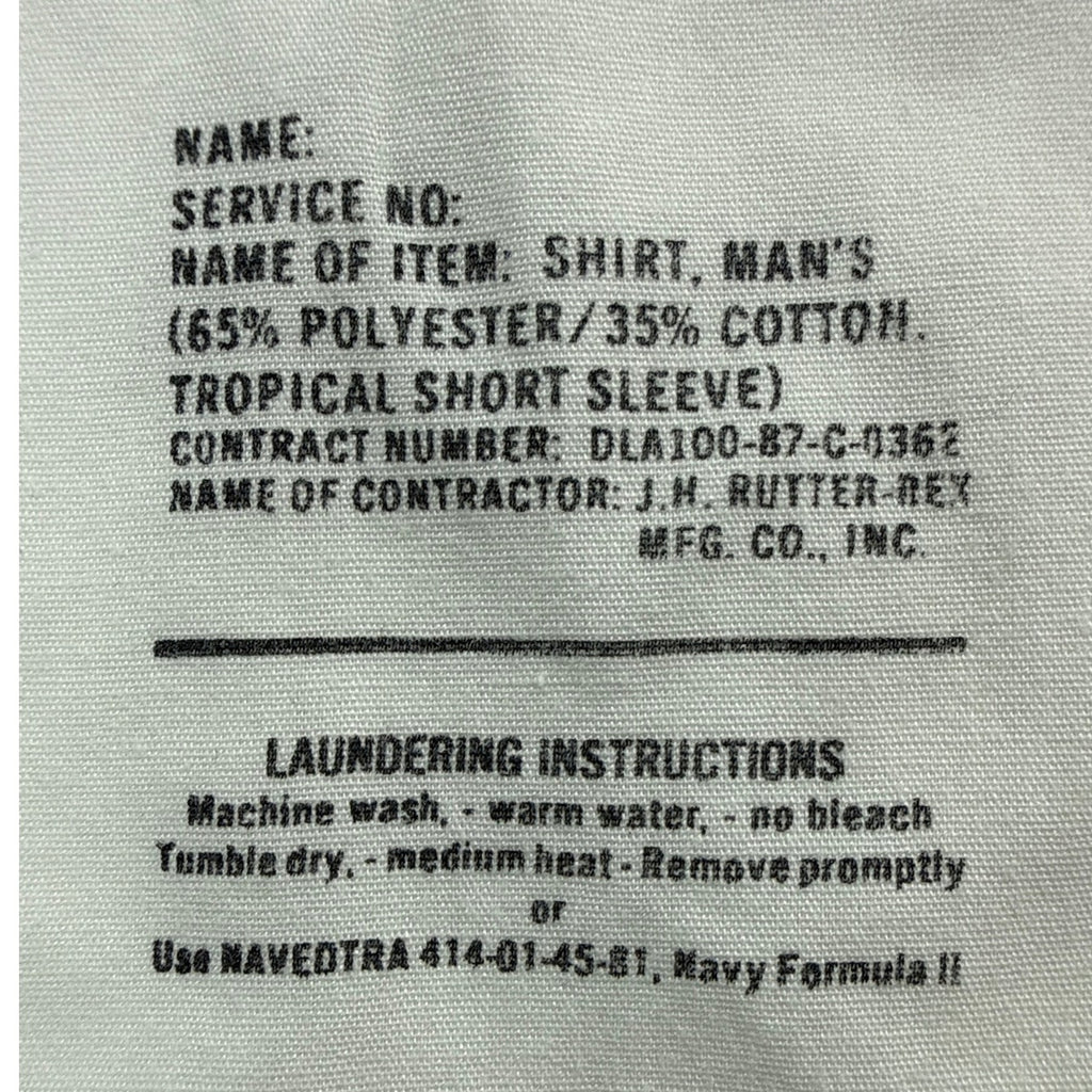 Vintage 80s US Navy White Uniform Shirt Petty Officer 1st Class Large