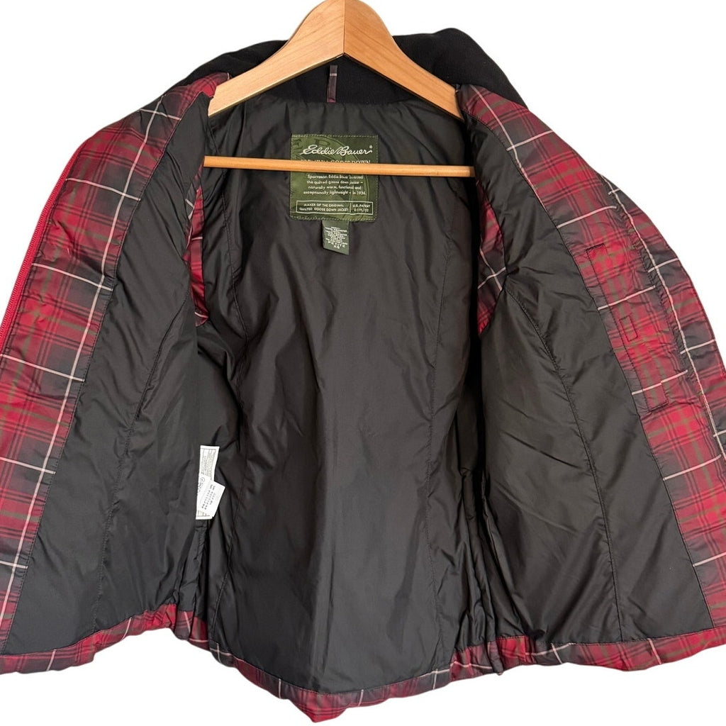 Vintage 90s Eddie Bauer Women’s XS Petite Red Plaid Goose Down Puffer Vest