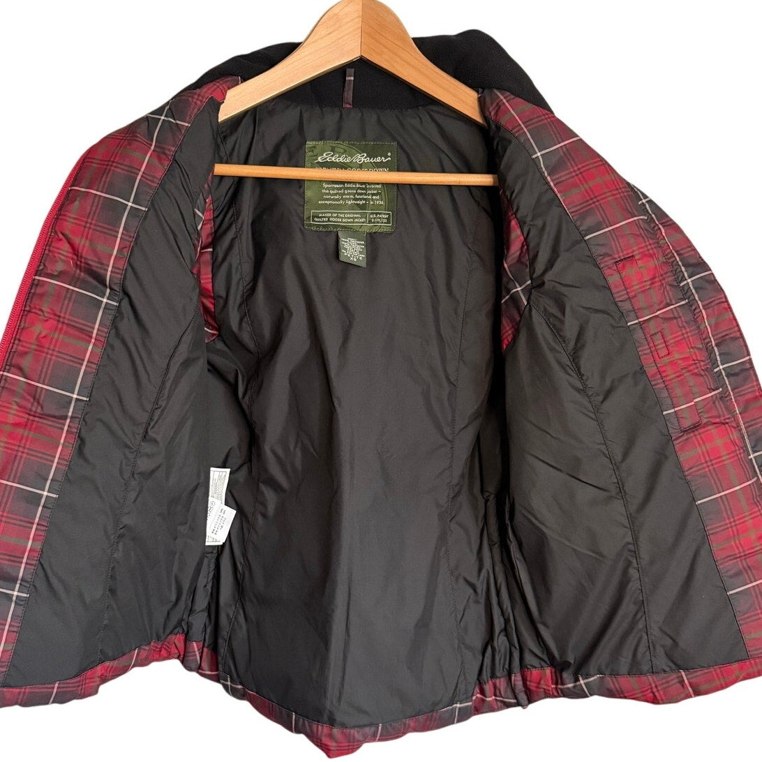 Vintage 90s Eddie Bauer Women’s XS Petite Red Plaid Goose Down Puffer Vest