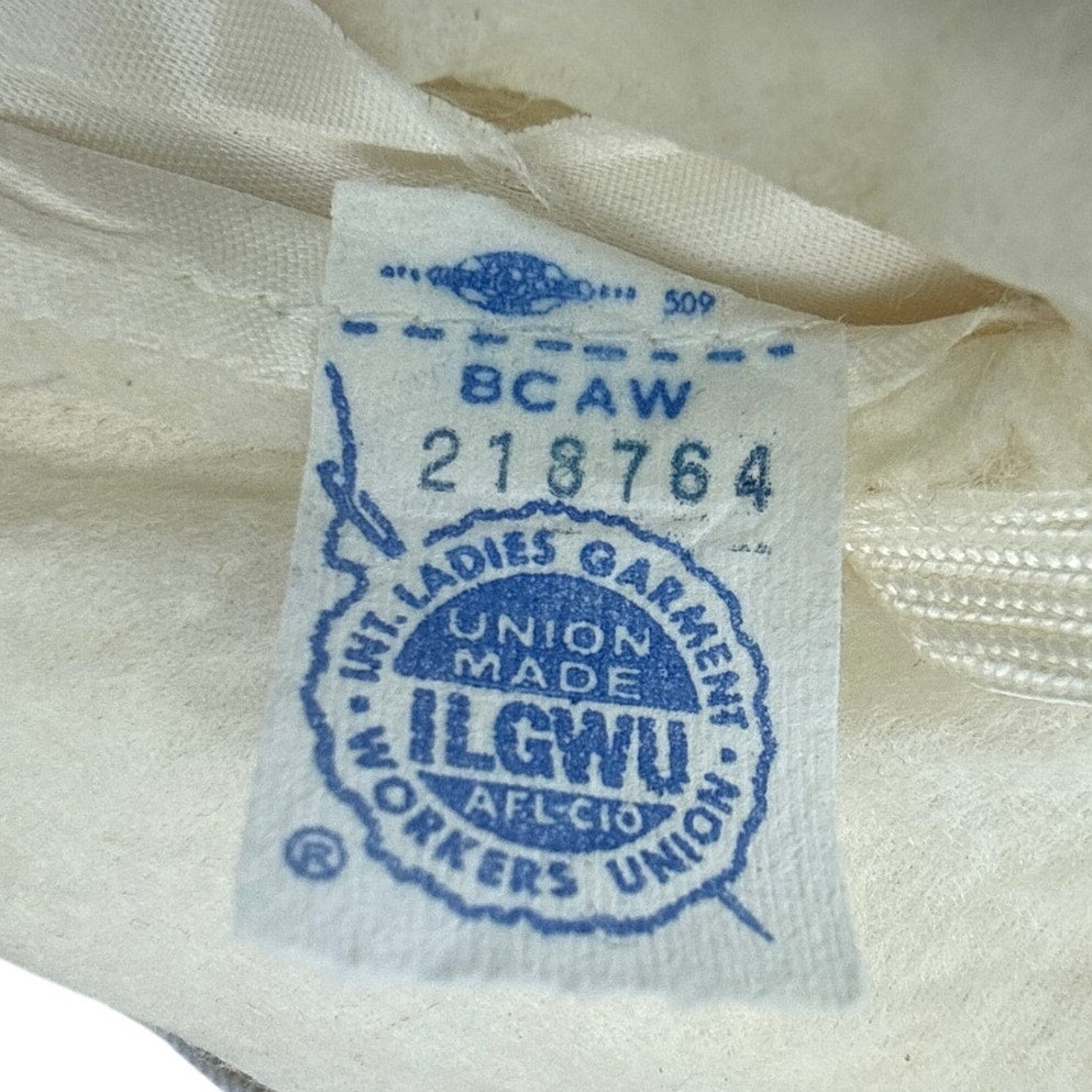 Vintage 1970s Union Made Satin Wedding Dress w/ Train Lace Trim Women's Small
