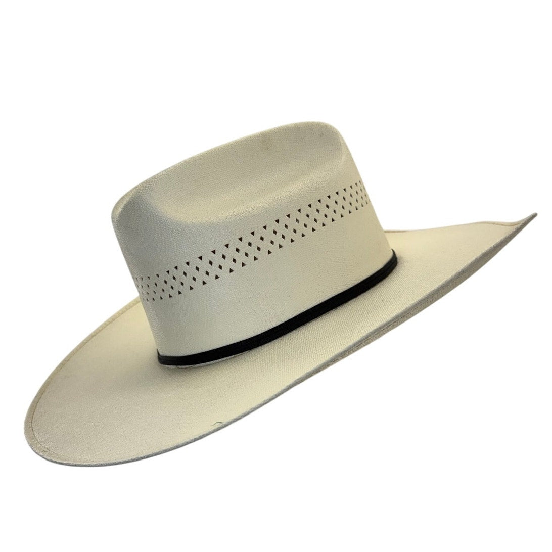 Vintage 90s Cowboy Canvas Western Cowboy Hat Cream White Vented Brim Adult Mens