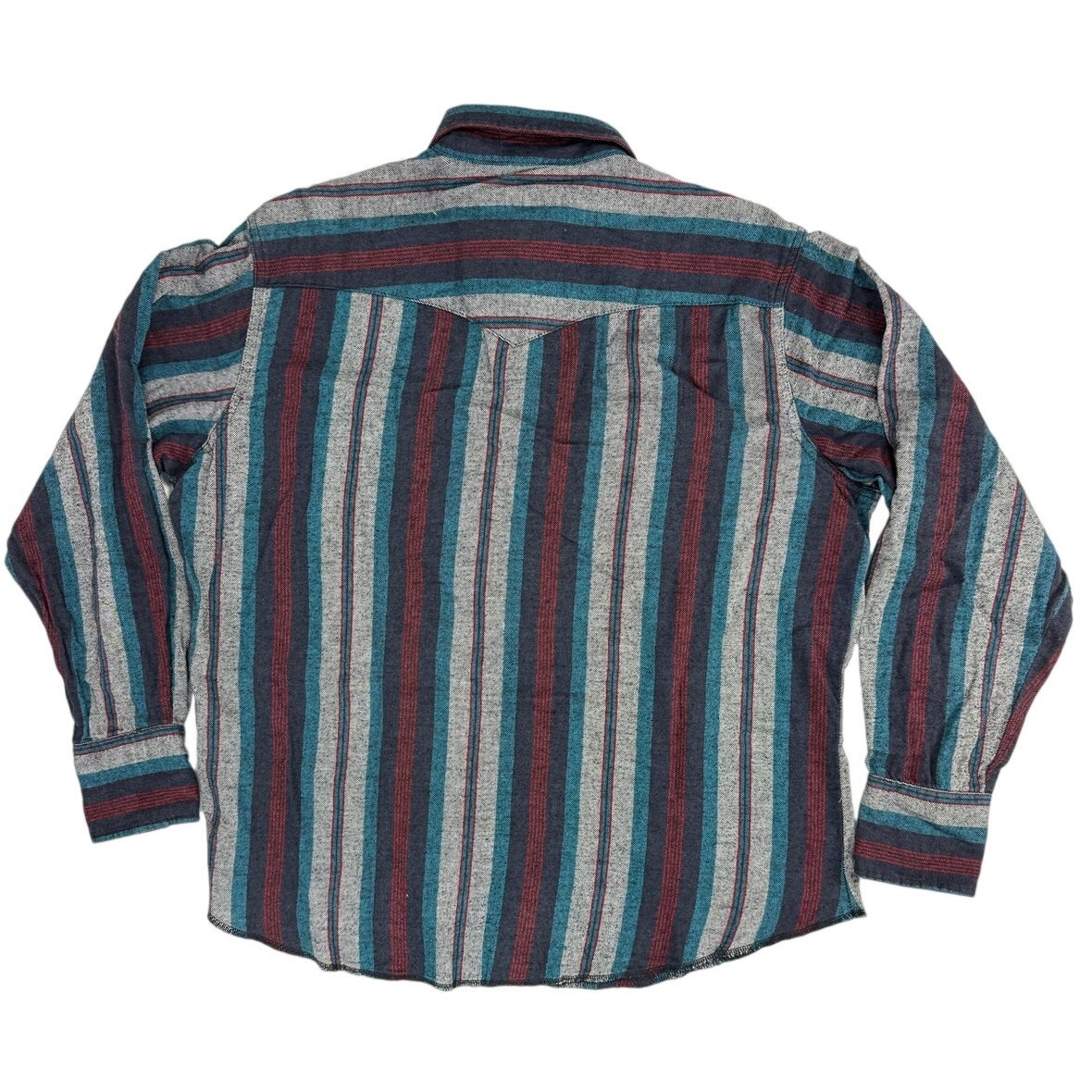 Vintage 80s Wrangler Western Flannel Shirt XL Pearl Snap Striped Cowboy