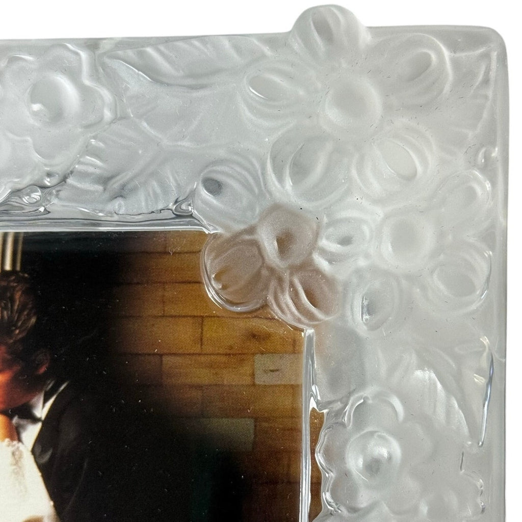 Vintage 90s Mikasa Woodrose Crystal Photo Frame 5x7 West Germany Floral