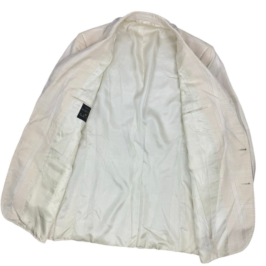 Vintage 70s Countess Mara Ivory Silk Shantung Sport Coat Blazer 44R