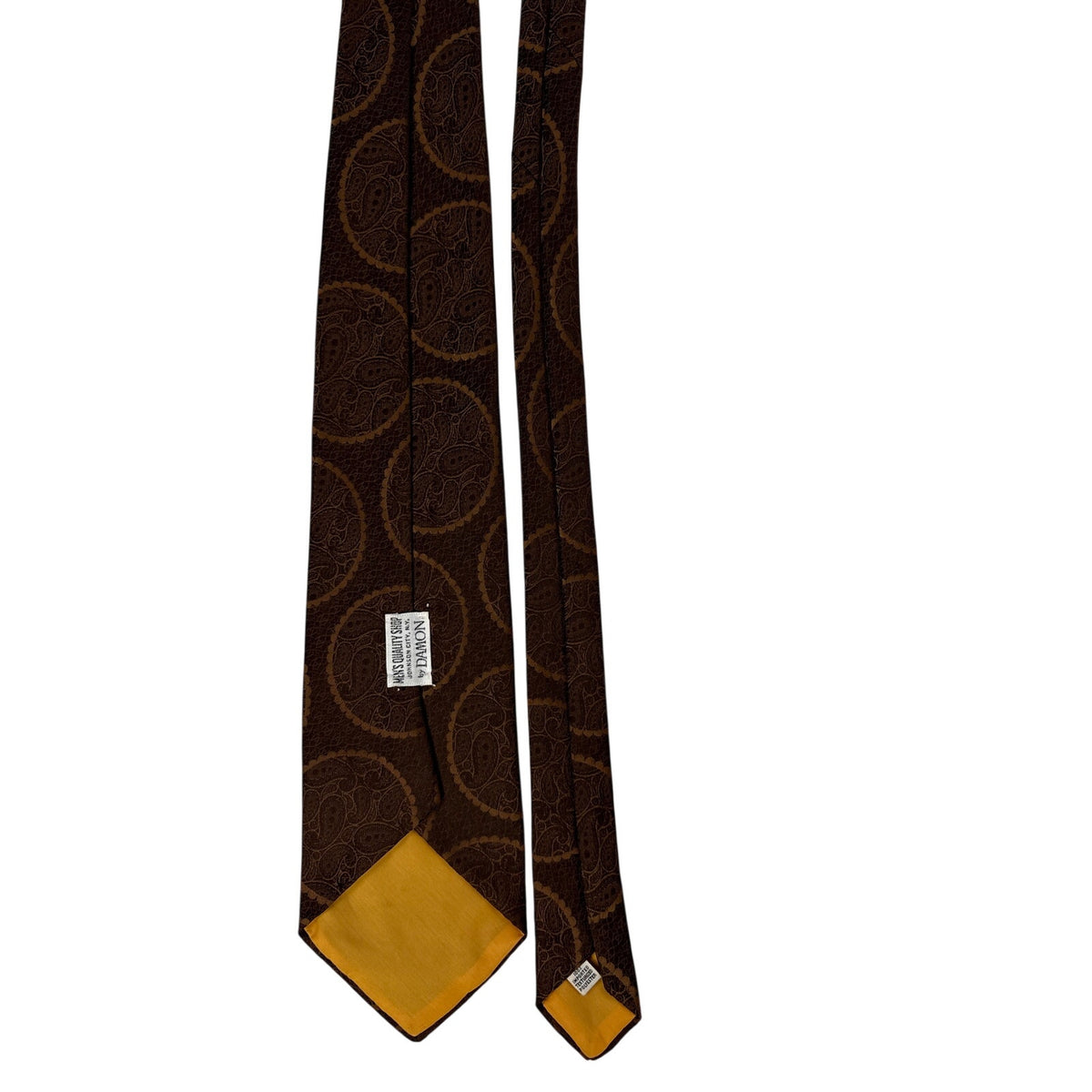 Vintage 70s Damano Brown Geometric Circle Polyester Necktie