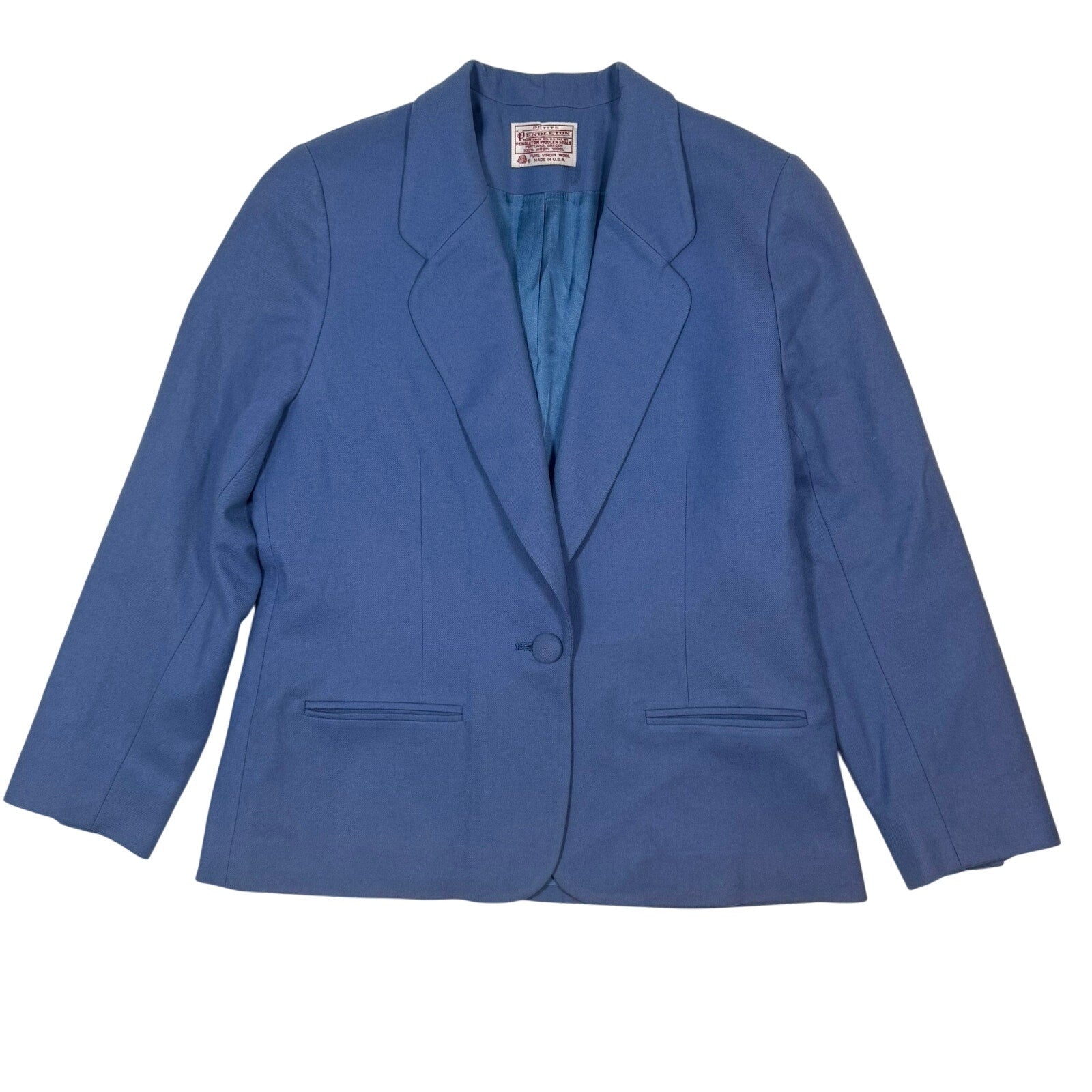 Vintage 80s Pendleton Wool Blazer Sky Blue USA Lined Jacket Women's 6P