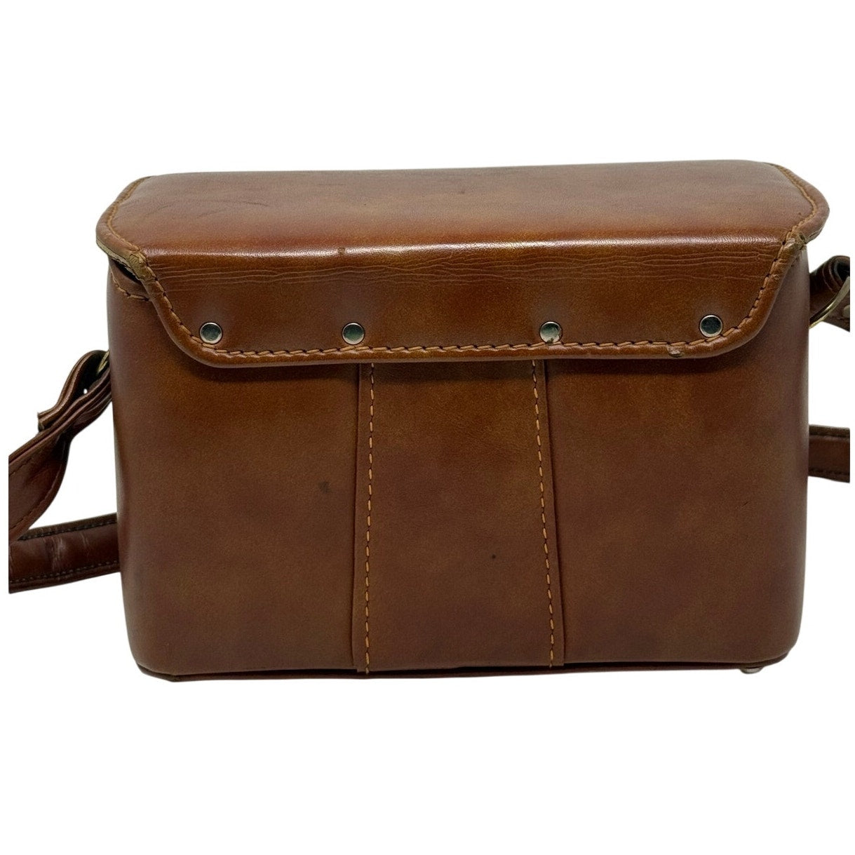 Vintage Brown Leather Camera Bag Adjustable Crossbody Shoulder Case