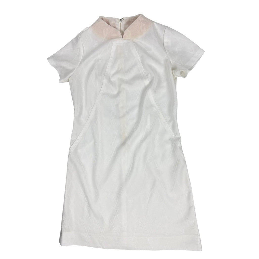 Vintage 70s Lady Carol White Textured Knit Shift Dress Nurse Women's Large