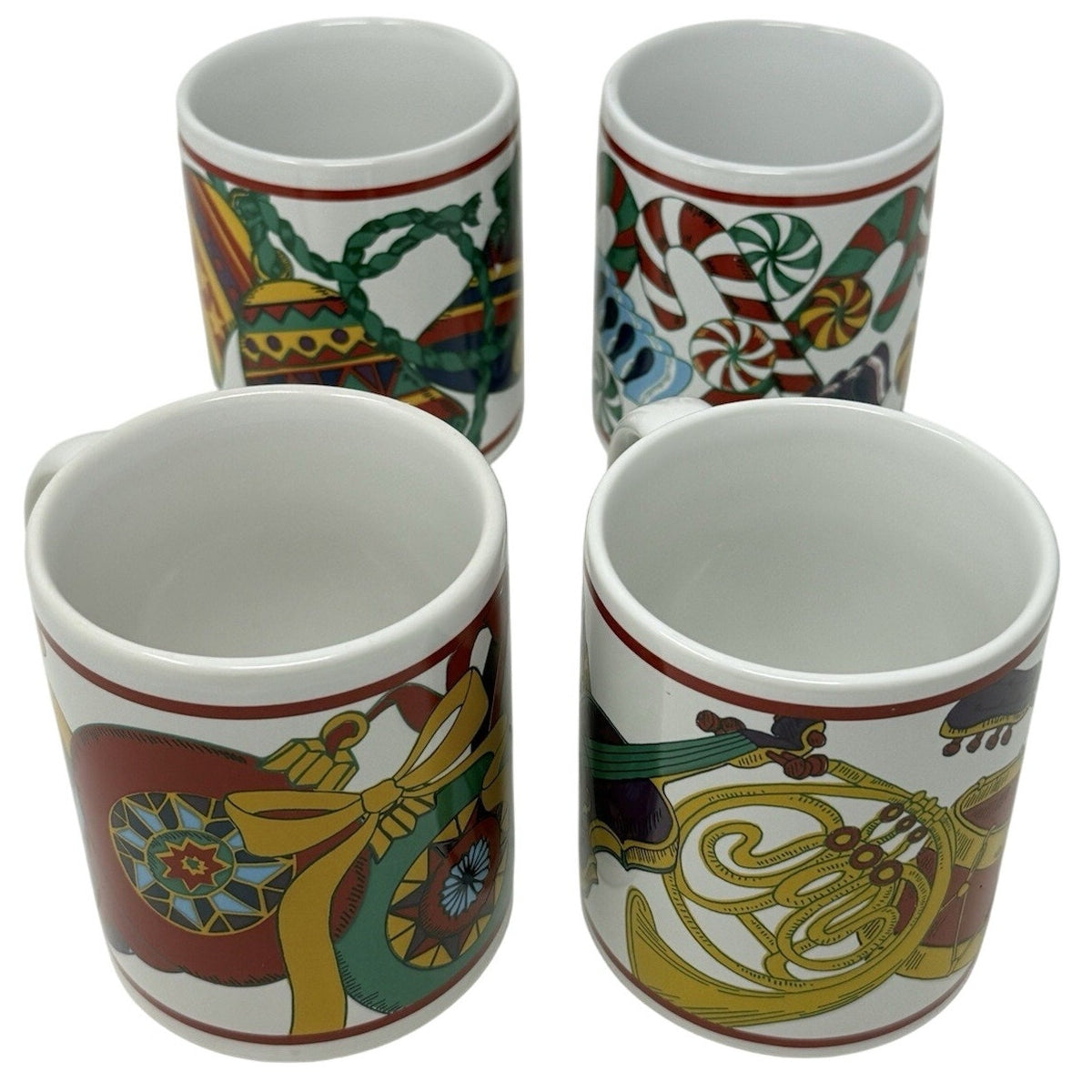 Vintage 90s Christmas Mugs Holiday Splendor Riviera Van Beers Mugs Set of 4