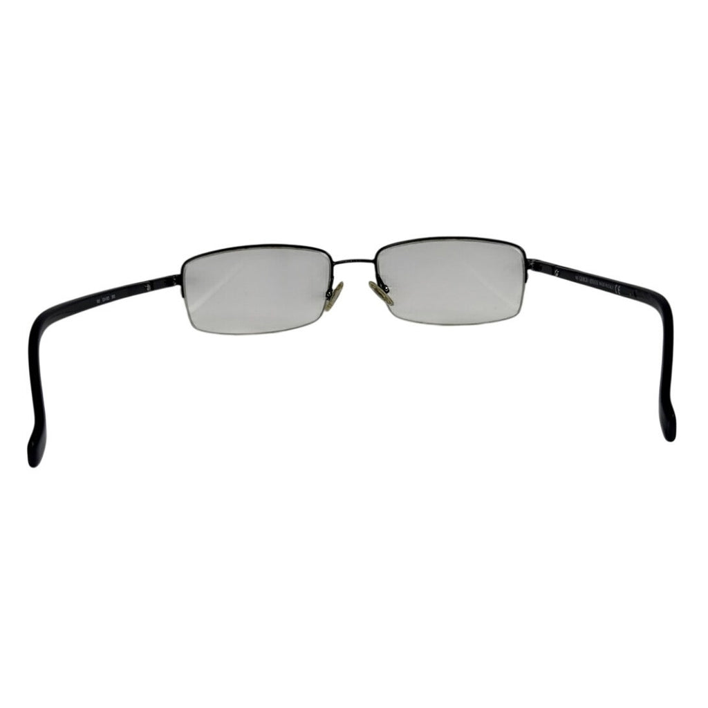 Vintage 90s Giorgio Armani GA 613 003 Black Semi Rimless Eyeglass Frames Italy 145mm