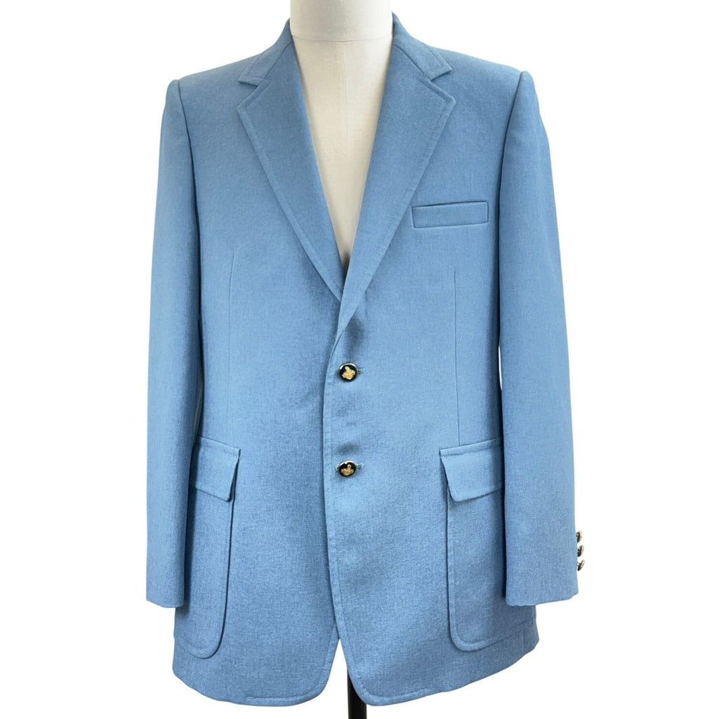 Vintage 70s The Knack Baby Blue Sport Coat Blazer Men's 40 Gold Crest Buttons