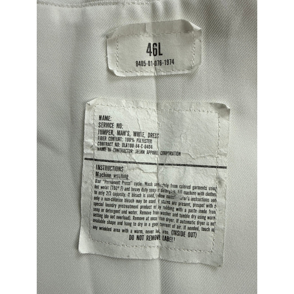 Vintage 80s US Navy Dress White Jumper Petty Officer 1st Class 46L