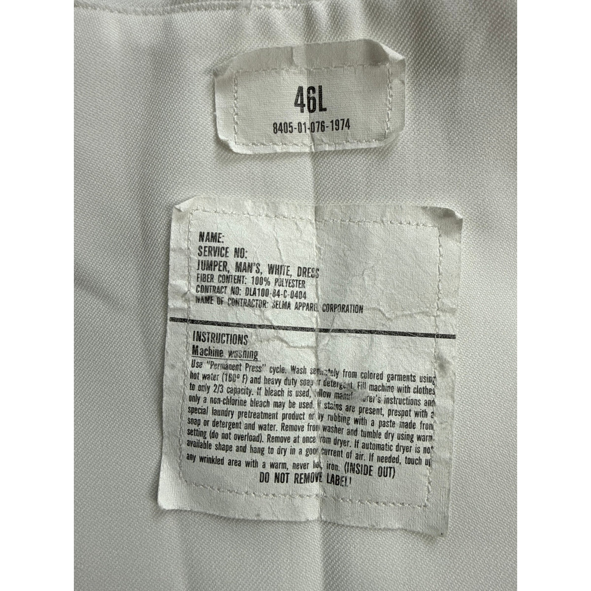 Vintage 80s US Navy Dress White Jumper Petty Officer 1st Class 46L