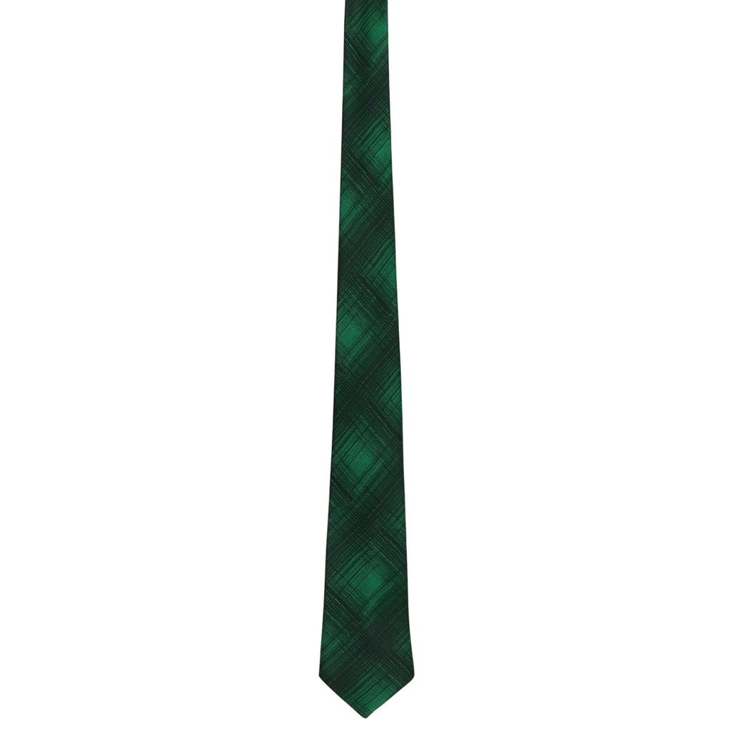 Vintage 1960s Green Geometric Polyester Skinny Necktie French Tip 2.5"