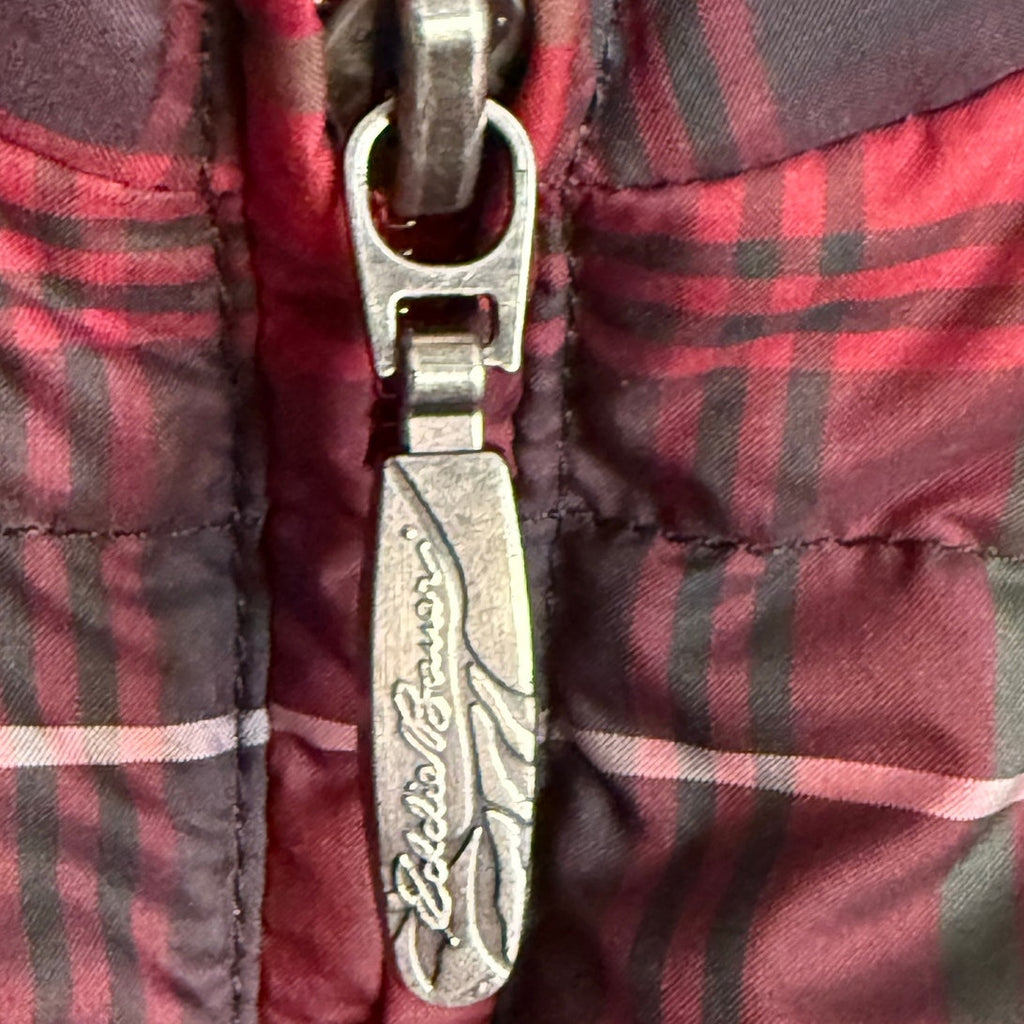 Vintage 90s Eddie Bauer Red Plaid Goose Down Puffer Vest Women’s XS Petite