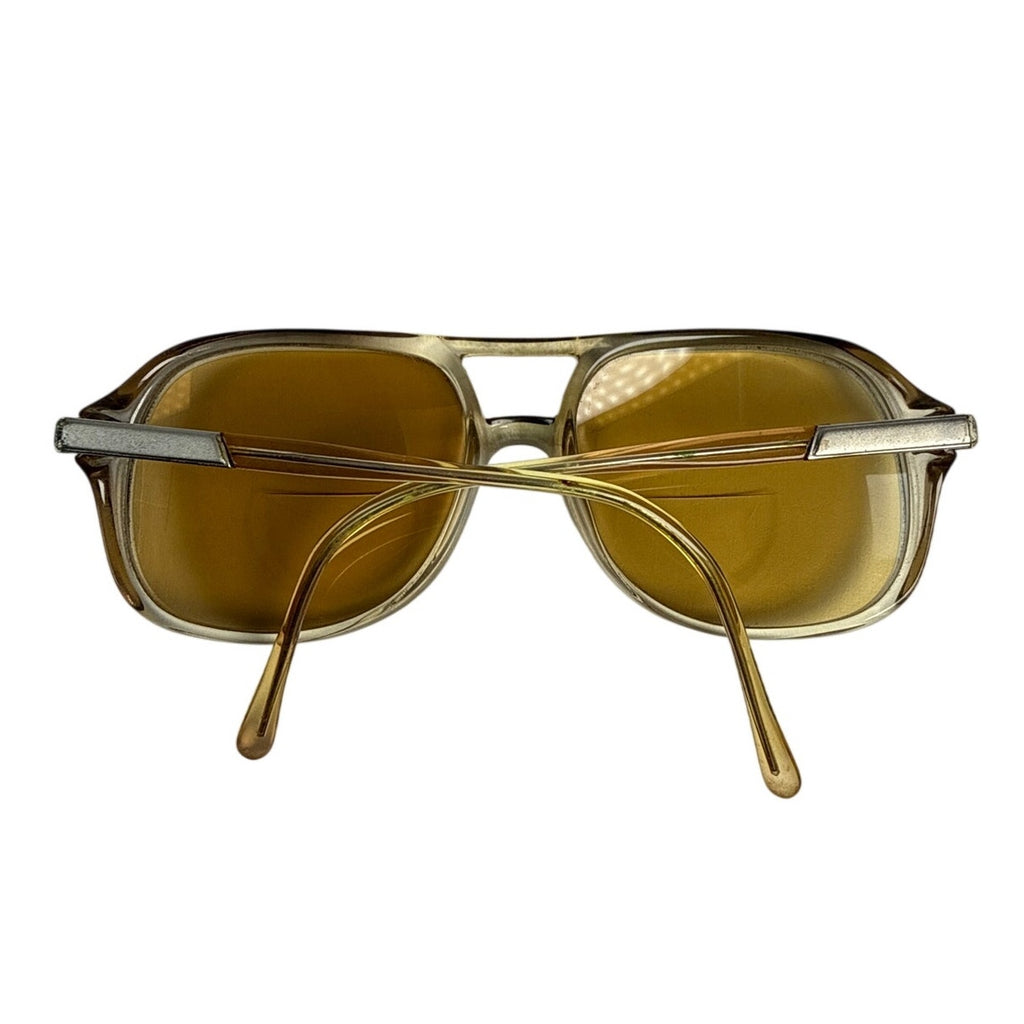 Vintage 70s Vien Brown Gold Aviator Sunglasses Italy 5.5”