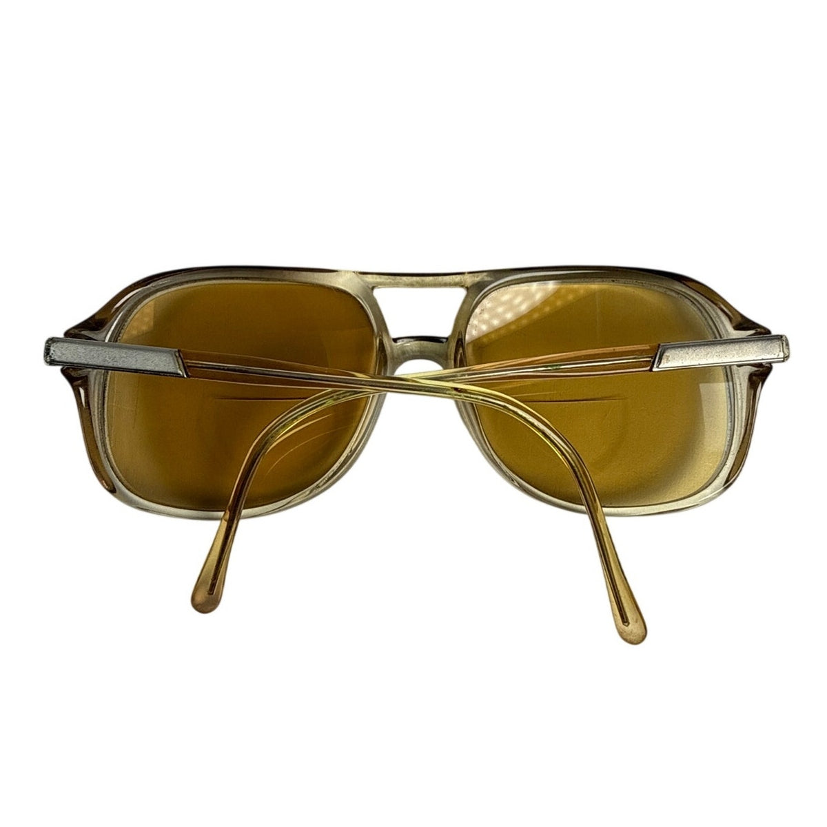 Vintage 70s Vien Brown Gold Aviator Sunglasses Italy 5.5”