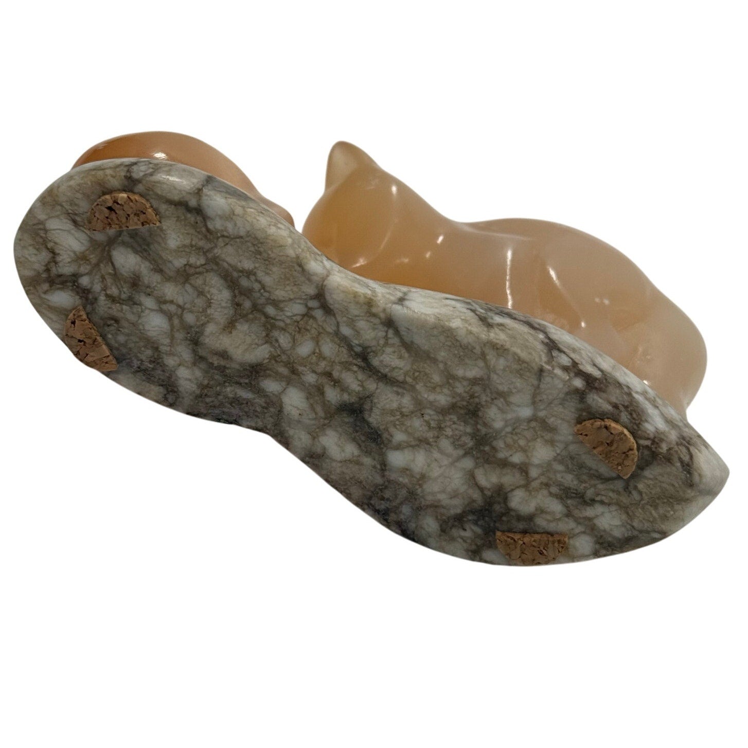 Decor 60s Stone Fox & Hedgehog Figurine on Granite Base