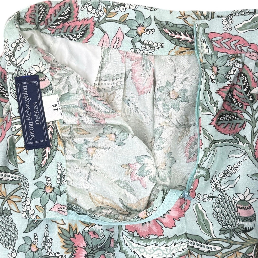 Vintage 90s Norton Women's 12 McNaughton Petites Floral Skirt Blouse Set USA