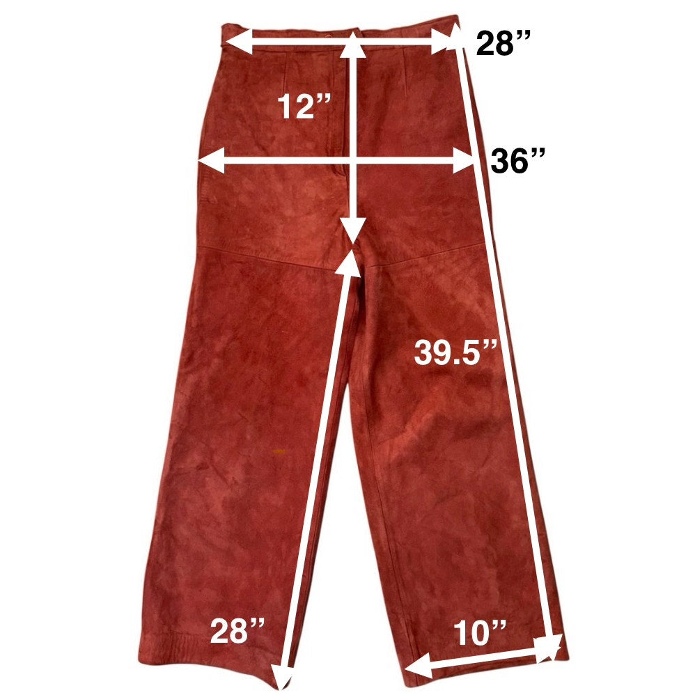 Vintage 70s Burnt Orange Suede Flare Pants Carnelian Snap Women’s 28x28