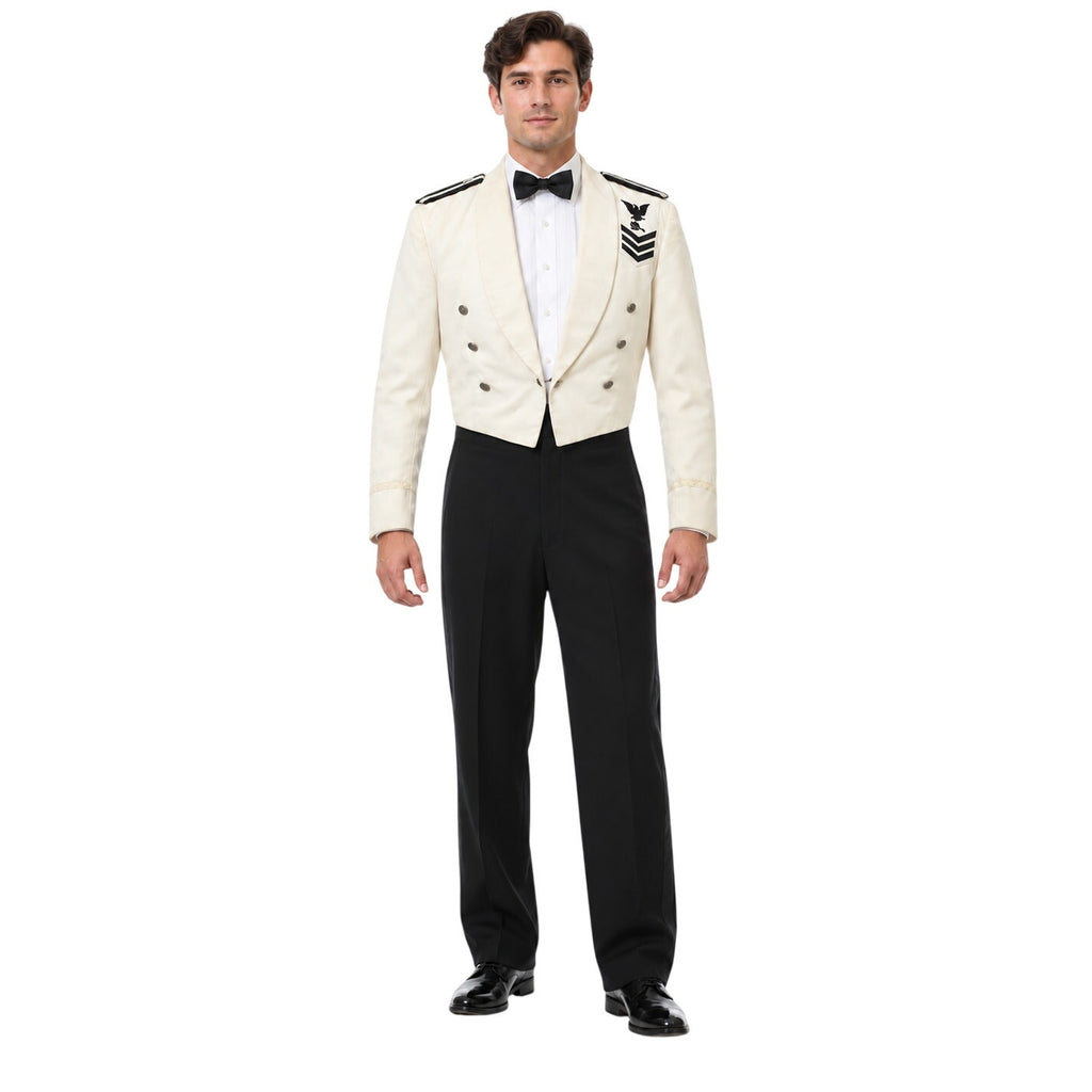 Vintage 60s 70s Foree White Military Mess Dress Jacket Black Pants L/34