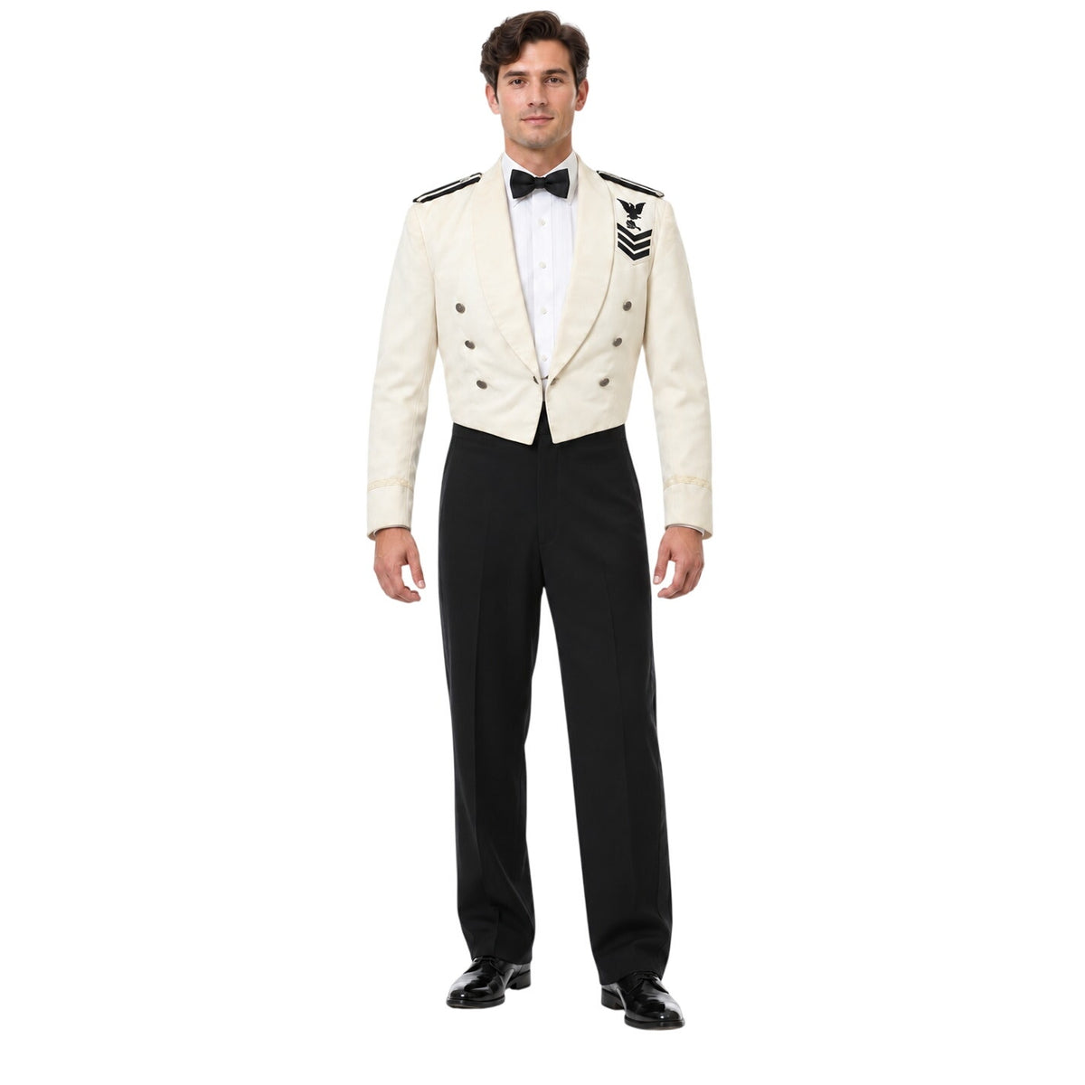 Vintage 60s 70s Foree White Military Mess Dress Jacket Black Pants L/34