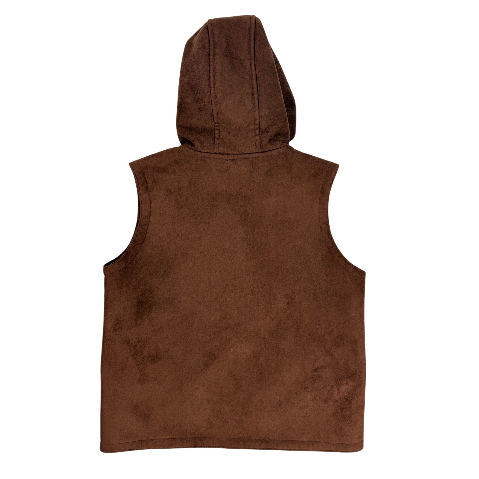 Vintage 90s Lauren Ralph Lauren Womens M Brown Faux Suede Sherpa Hooded Vest