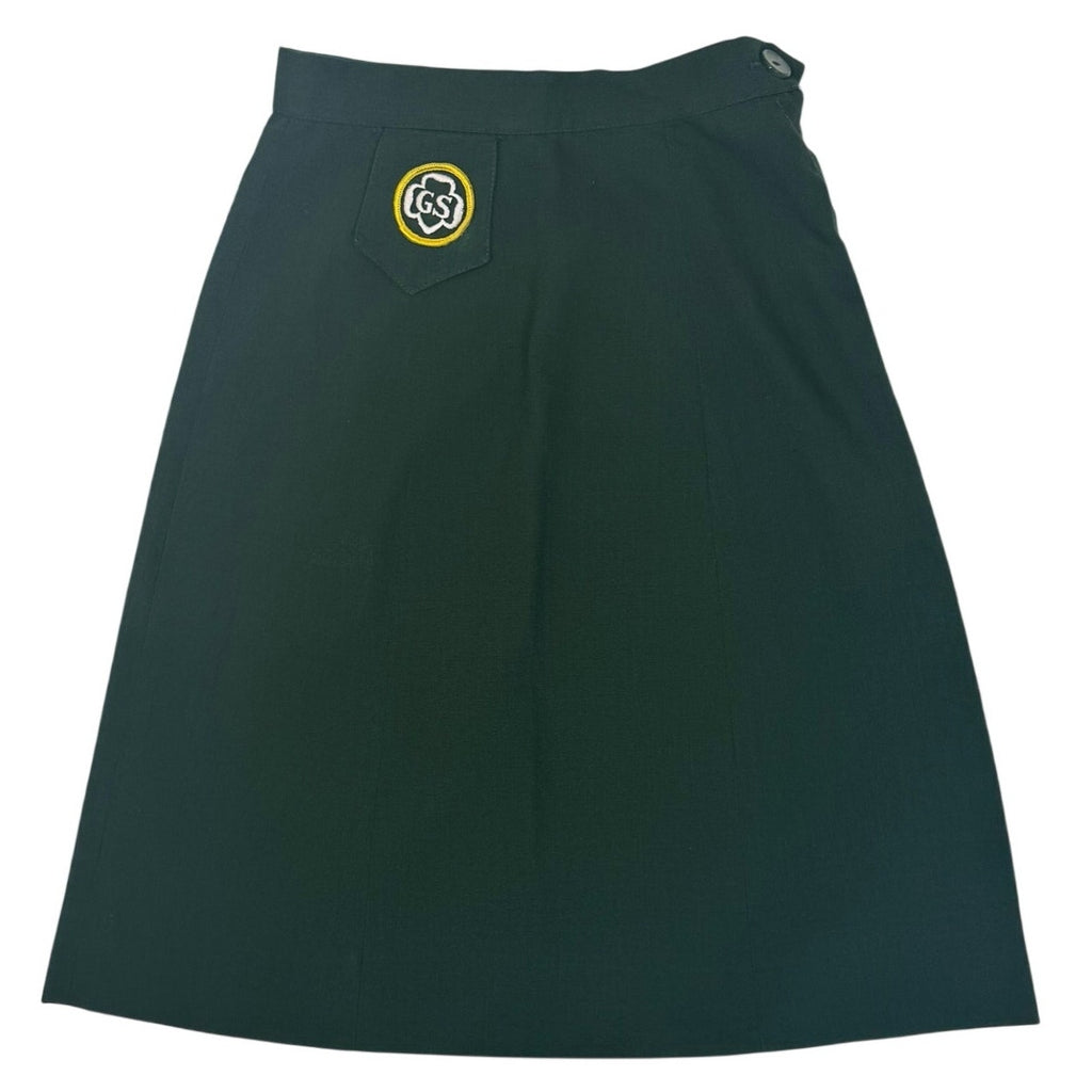 Vintage 1960s Cadette Girl Scout Green Uniform A-Line Skirt Youth 20 Waist