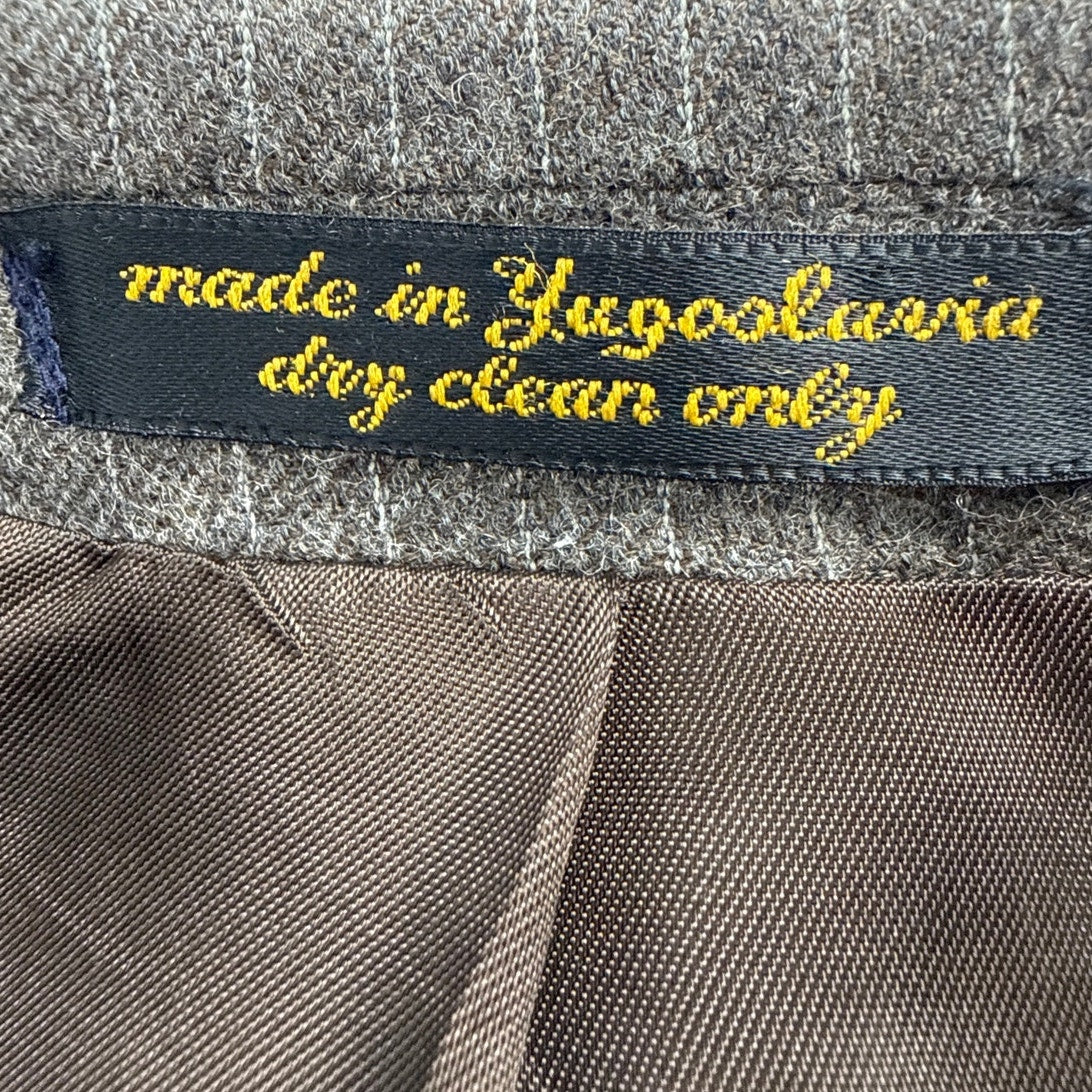 Vintage 1970s Saint Ives Brown Gray Pinstripe Wool 2 Piece Suit Men’s 46R