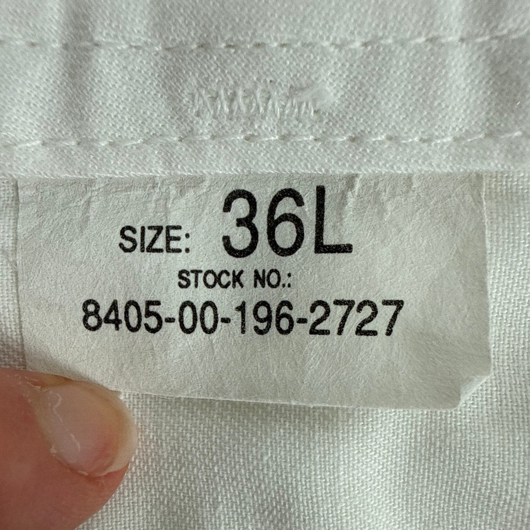 Vintage 80s US Navy White Dress Pants 36L Wide Leg Military Trousers
