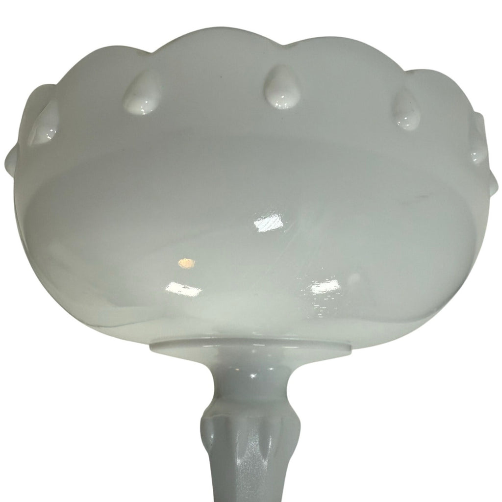 Vintage 60s Indiana Glass White Milk Glass Teardrop Pedestal Compote Candy Dish