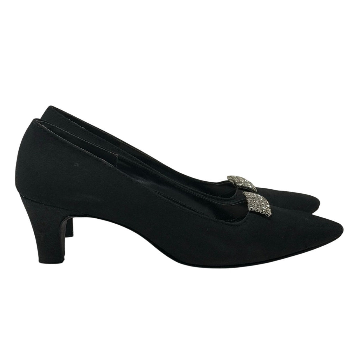 Vintage 60s Women's 5 Flirtations Black Rhinestone Pump Heels Narrow Fit