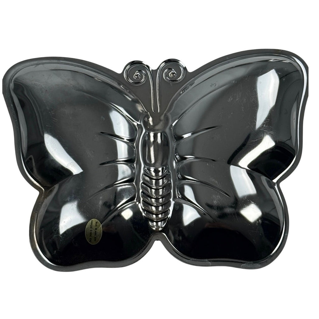 Vintage 70s Butterfly Silver Tone Metal Trinket Catchall Trays Hong Kong Set 3