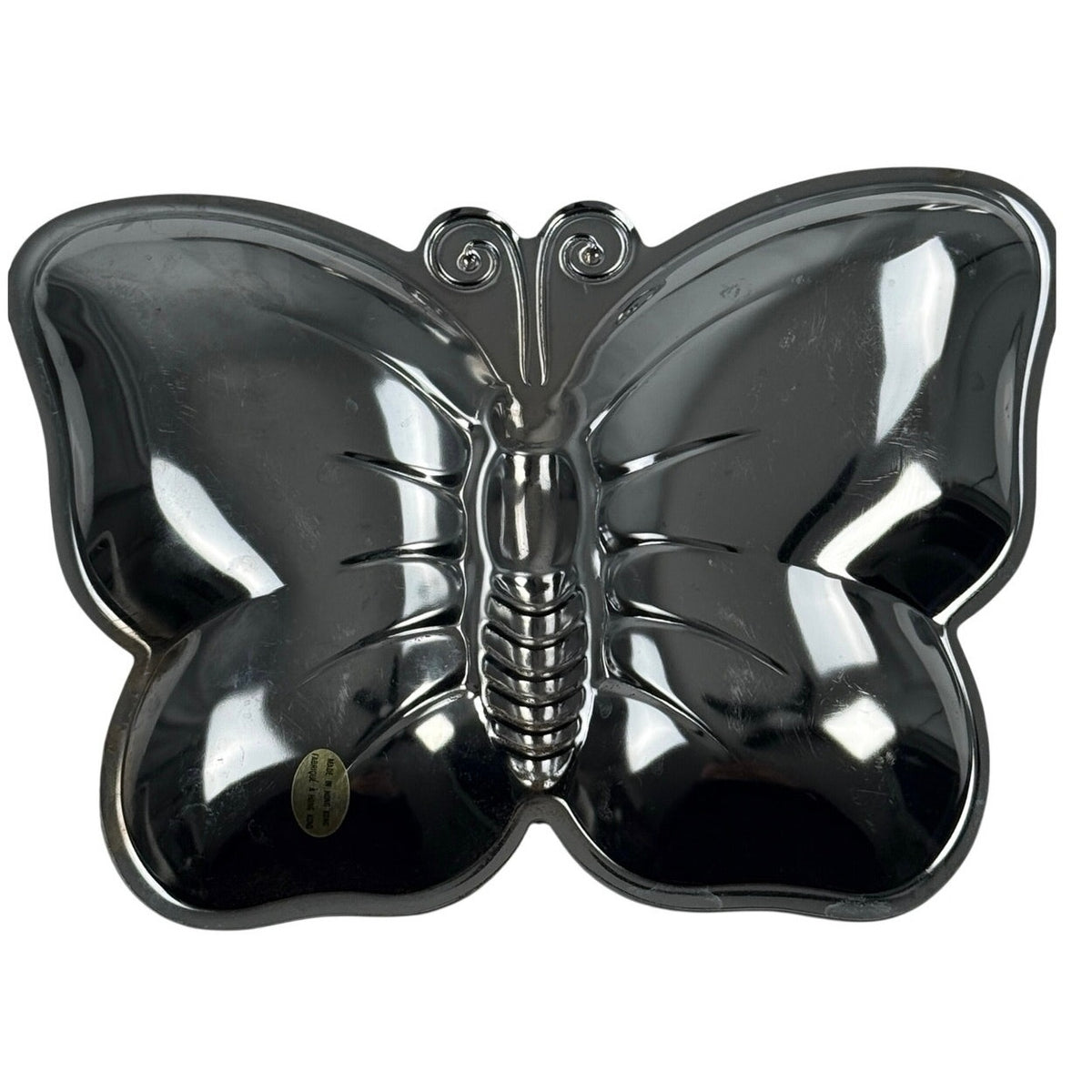 Vintage 70s Butterfly Silver Tone Metal Trinket Catchall Trays Hong Kong Set 3