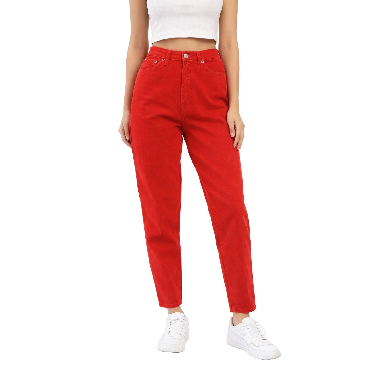 Vintage 90s Faded Glory Red High Waist Tapered Denim Jeans Women's 32x31