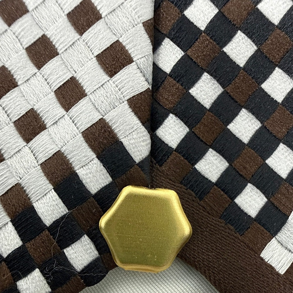 Vintage 70s Mens Wide Disco Necktie Champs Elysee Op Art Check Brown Black White