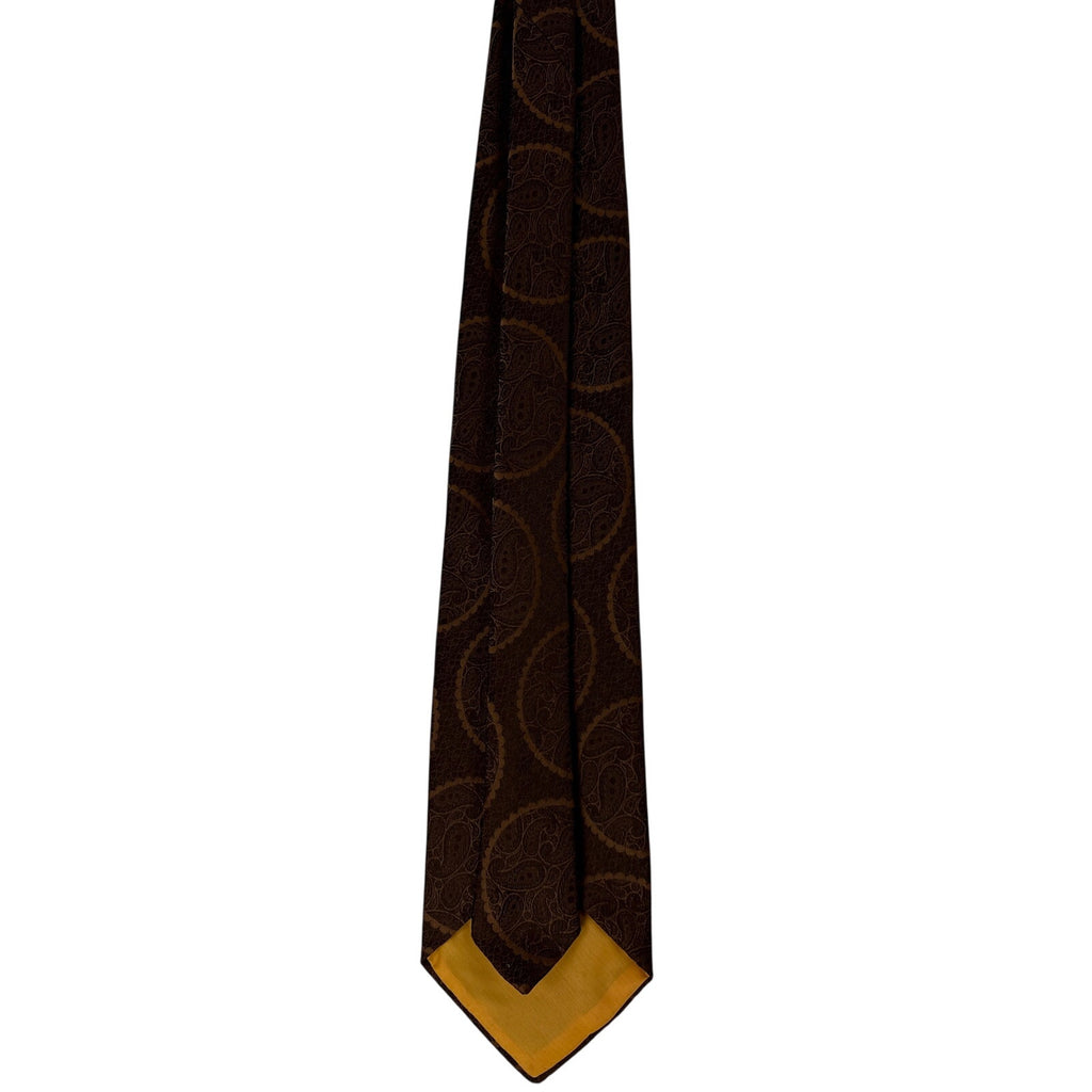 Vintage 70s Damano Brown Geometric Circle Polyester Necktie