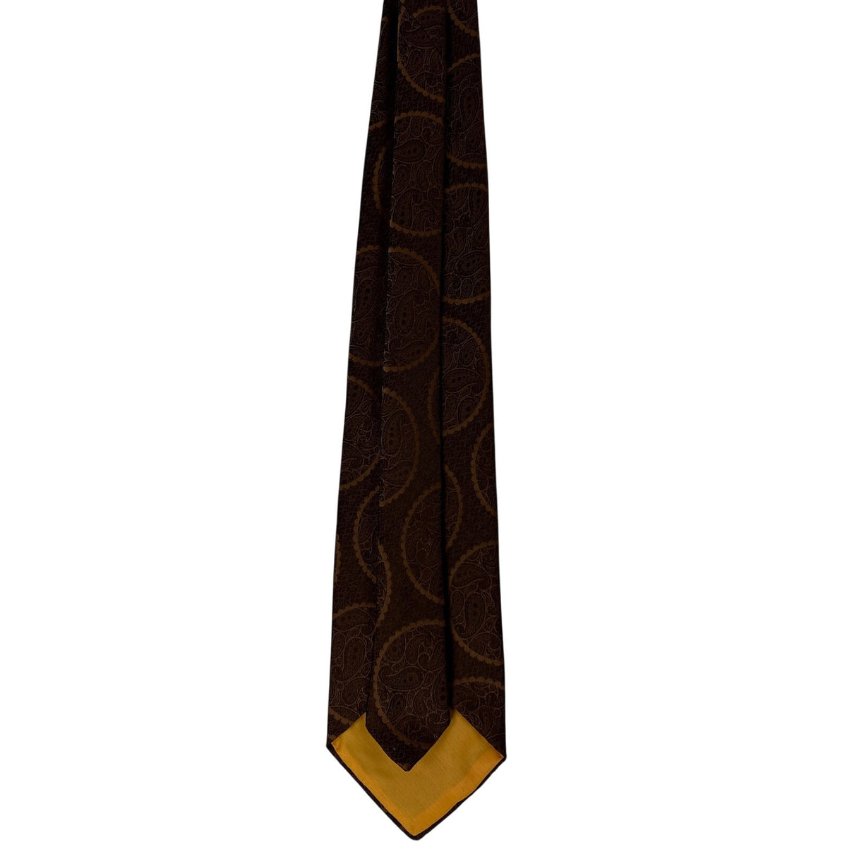 Vintage 70s Damano Brown Geometric Circle Polyester Necktie