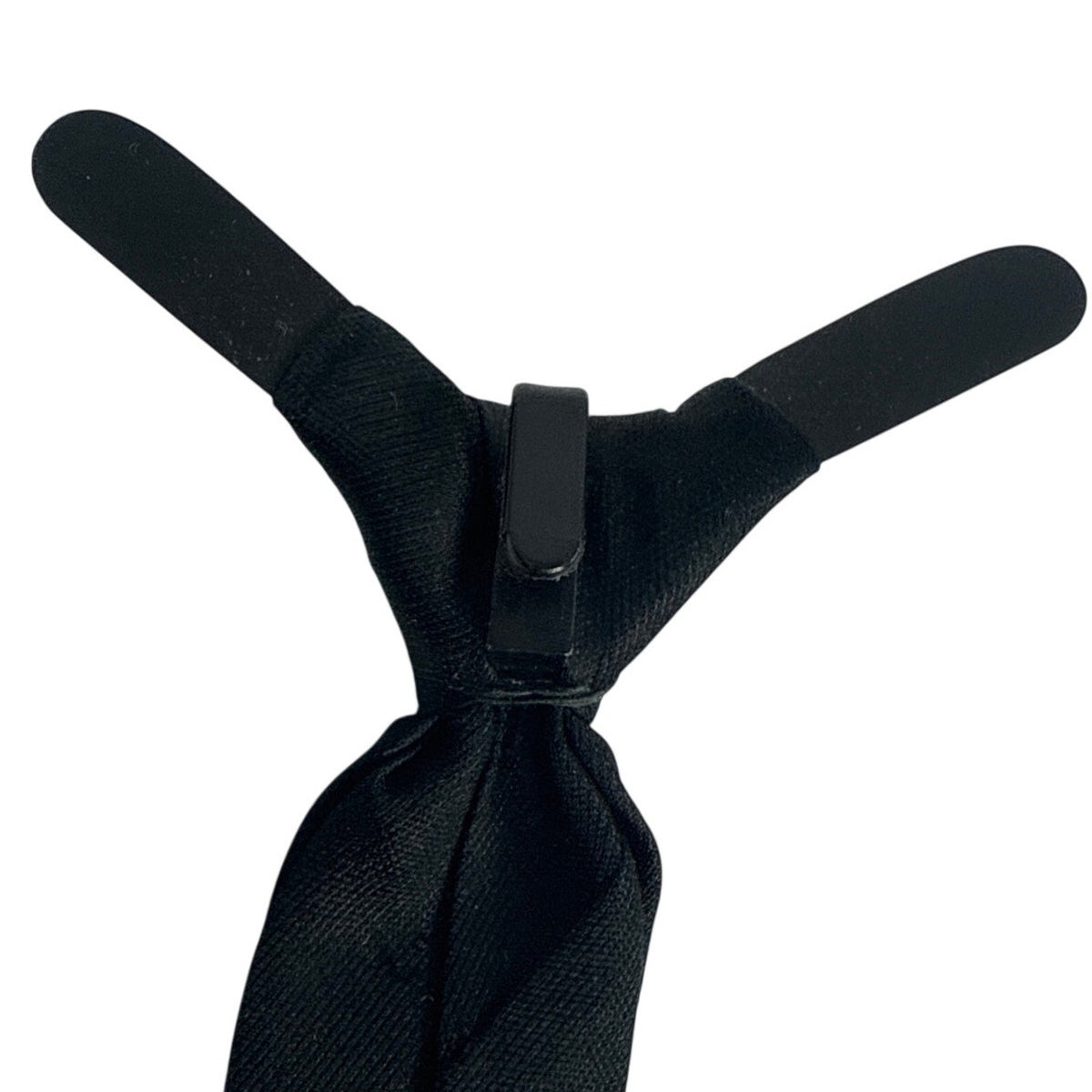 Vintage 60s Boys Black Silk Pre-Tied Skinny Necktie 15” Formal