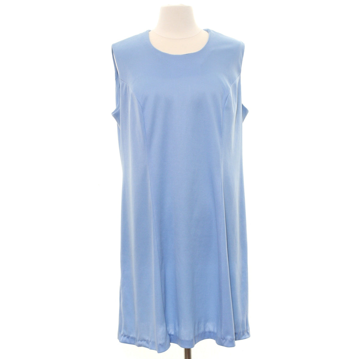 Vintage 1970s Blue Knit Sleeveless A-Line Midi Dress Women's Plus Size Large-XL