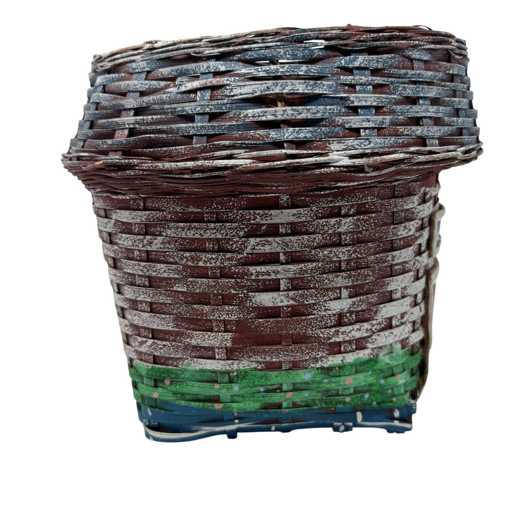 Vintage 70s Rosenthal Netter Wicker Basket Hand Painted "Bake Shop"