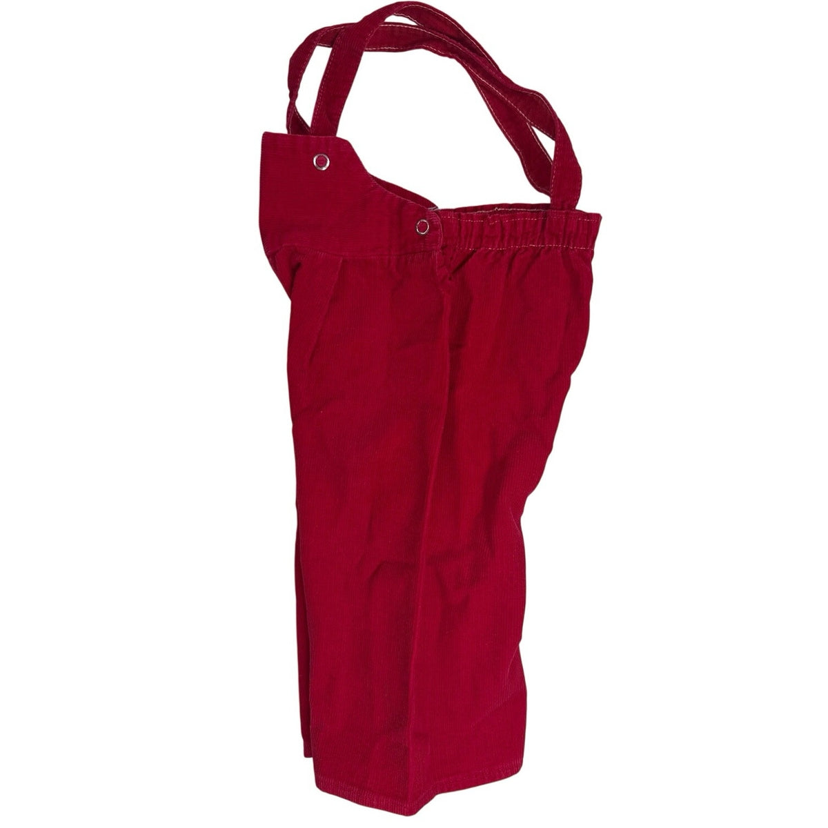 Vintage 1950s Baby Red Corduroy Bib Overalls Snap Crotch 1-3 Months
