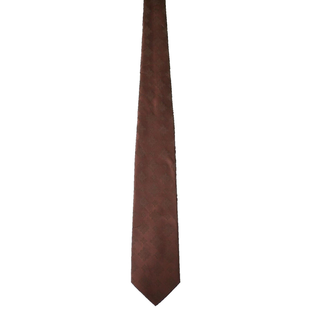 Vintage 60s Brown Embossed Diamond Skinny Tie Tergal Polyester